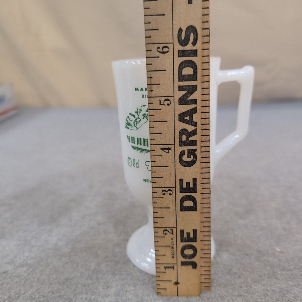 Mary Mahoneys Old French House Biloxi Mississippi Milk Glass Footed Mug White - Picture 4 of 5